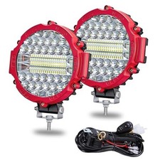 7 INCH Round LED Light Bar MUVKQC 201W Off-Road Driving 2pc 201w red 1pc Wiring