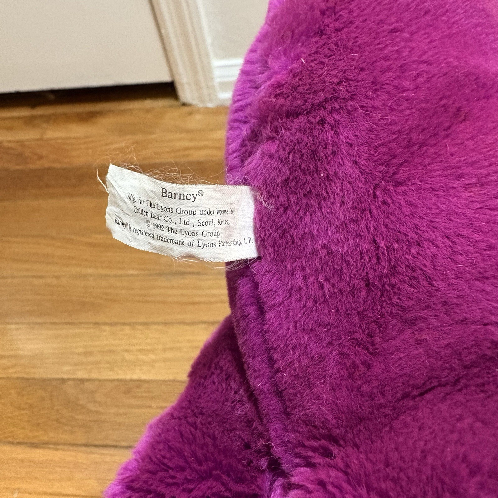 Vintage Barney The Dinosaur 13" Plush 1993 Lyons Group Purple Stuffed Animal Toy