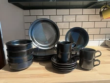 Vintage Iron Mountain Stoneware Blue Ridge Nancy Patterson Service For 4 EUC