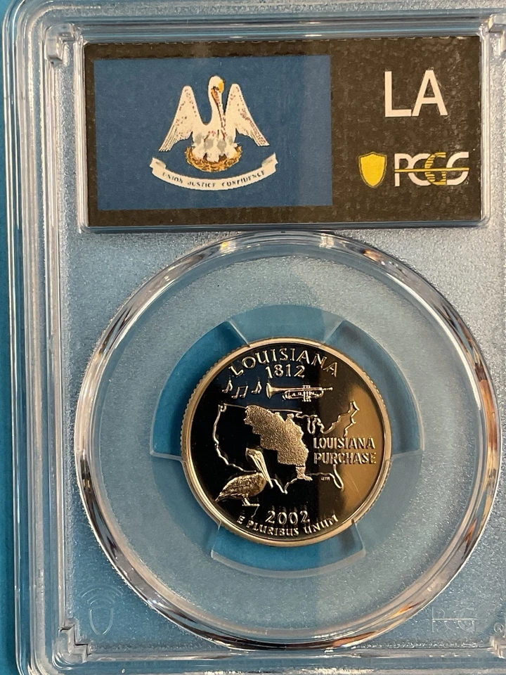 3-Coins 25c/25c/25c State Quarters PCGS PR69DCAM 2000S NH/2002S LA/2013S Wht Mts - Image 4 of 4