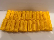 24 Vintage Snap On Medium Size Bright Yellow Plastic Hair Rollers Curlers - NICE