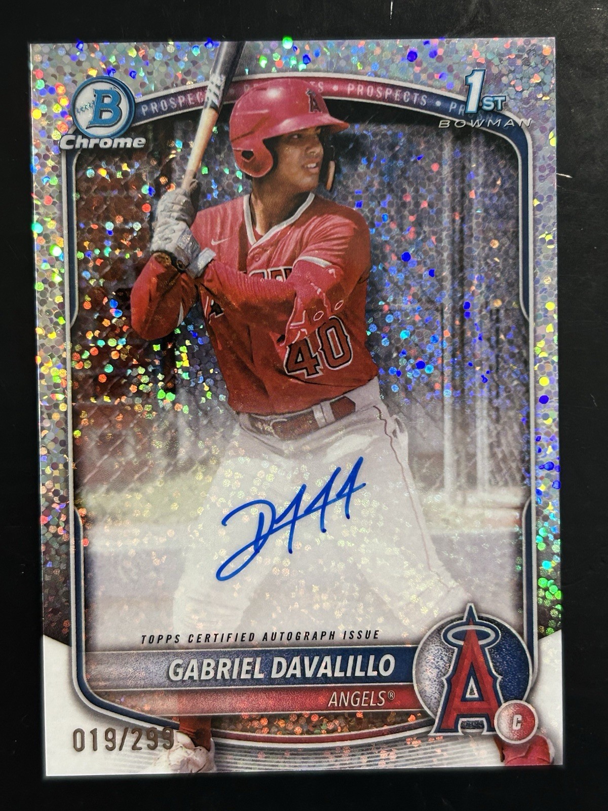 GABRIEL DAVALILLO 2025 BOWMAN CHROME #CPA-GD AUTO SPECKLE REFRACTOR 1ST /299