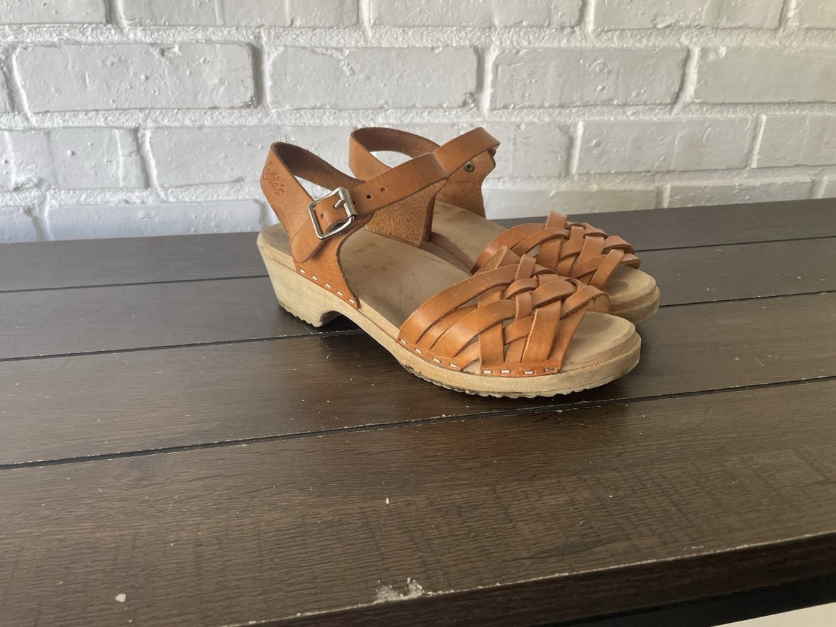 Sandalias Zuecos Lottas LOTTA'S Vintage Wood Clog Sandals Size 38