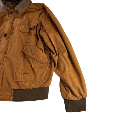 Kakadu Traders AU Tan Canvas Leather  Bomber Barn Work Jacket Heavy Duty Men's L image 5