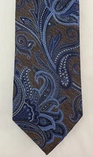 New Mens Perry Ellis Portfolio Brown Carver Paisley Classic Neck Tie Necktie