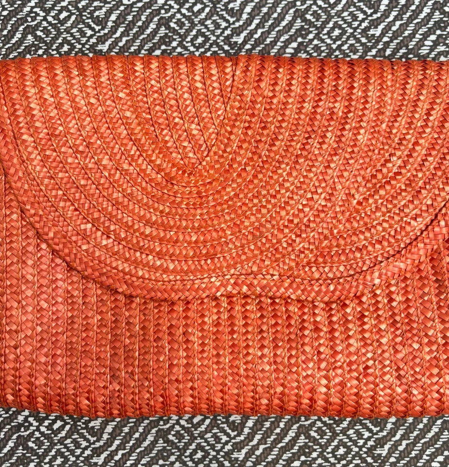 Bolso de Mano Vintage Naranja Paja con Correa para el Hombro Hecho en Filipinas Años 80 Foto 4 de 4