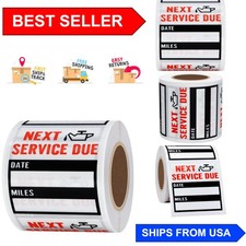 200 Count Adhesive Oil Change Stickers - Transparent 2x2 Car Maintenance Labels