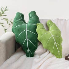 Set of 2 3D Leaves Decorative Throw Pillows, 19"& 15" Philodendron Gloriosum ...