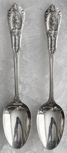 PAIR Wallace Rose Point Sterling Silver 4”Demitasse Spoon X2 EUC