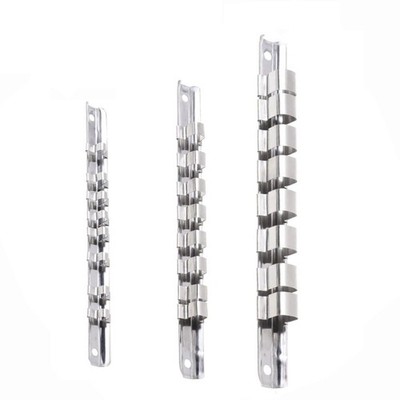Socket Rack Holder 1/4 3/8 1/2inch With 8 Clips On Rail Tool Organizer/ Storage