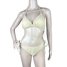 New Shekini Tan 2-Piece Bikini Tie Side Bottom Triangle Padded Top Size M