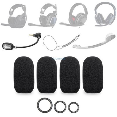4 Mic Foam Covers+12 O-Rings for Astro A10,A30,A40 TR Xbox,A50 Gen 4 Headphones