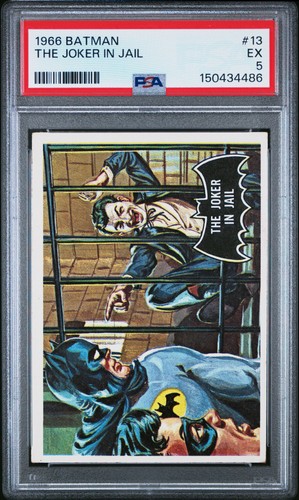 1966 Topps Batman Black Bat #13 The Joker in Jail — PSA 5