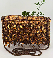 Magid Bronze Sequin Beaded Evening Bag Handcrafted Flapper Clutch Purse