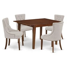 East West Furniture Milan 5-piece Wood Dining Set in Mahogany/Doeskin