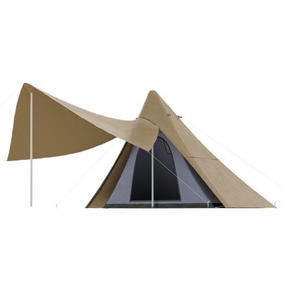 Outsunny 2-3 Person Easy Setup Teepee Tent, Camping Tent with Porch, Coffee