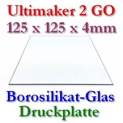 Borosilikat Glas Druckplatte 125x125x4mm kompatibel für Ultimaker UM2 GO