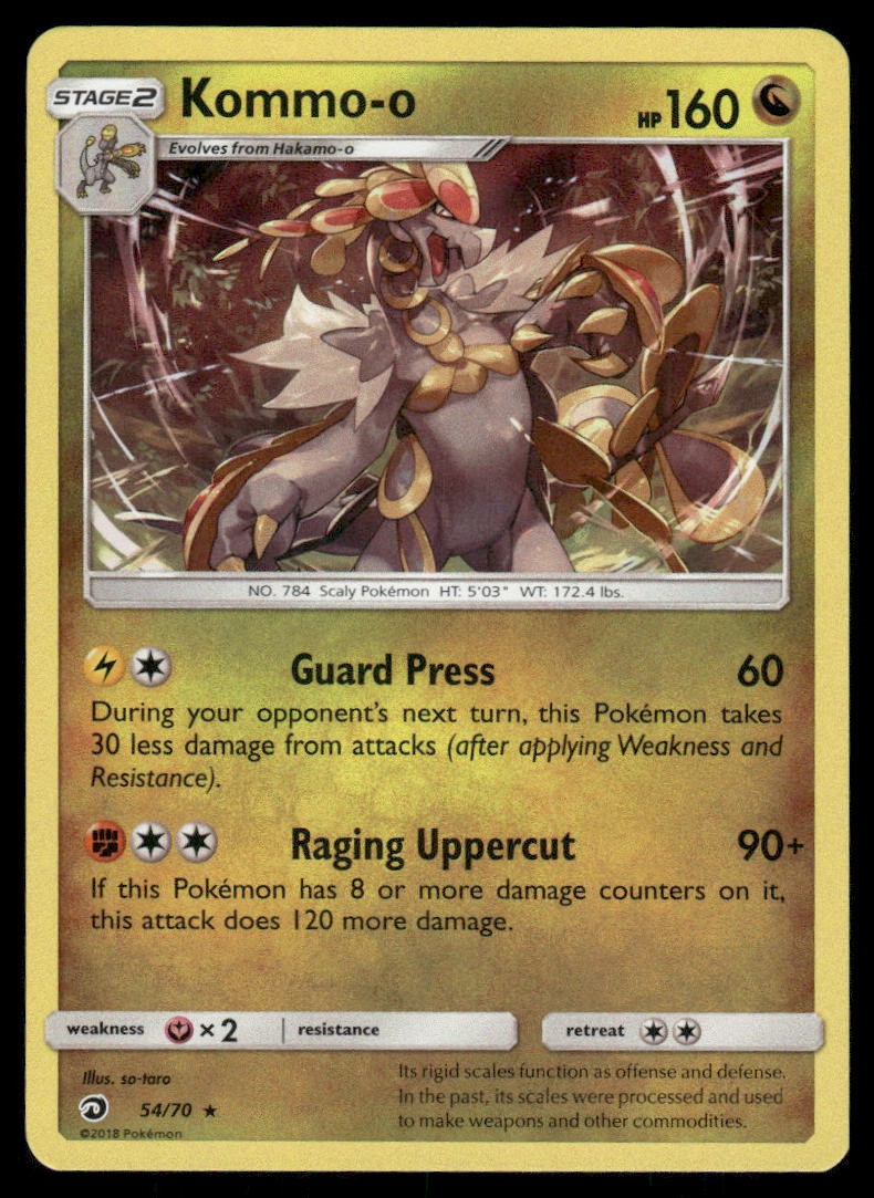 2018 Pokemon Kommo-o Holo Rare Dragon Majesty 54/70 Holo LP