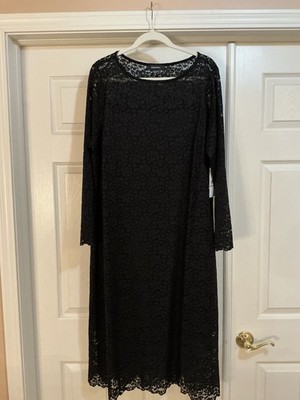 NWT New with Tag Karen Kane Black Lace A Line  Dress / Lined   / long Sleeve 2X