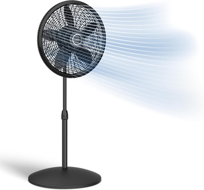 Pedestal Fan, Oscillating Fan for Bedroom with Adjustable Height and 3 Cooling S