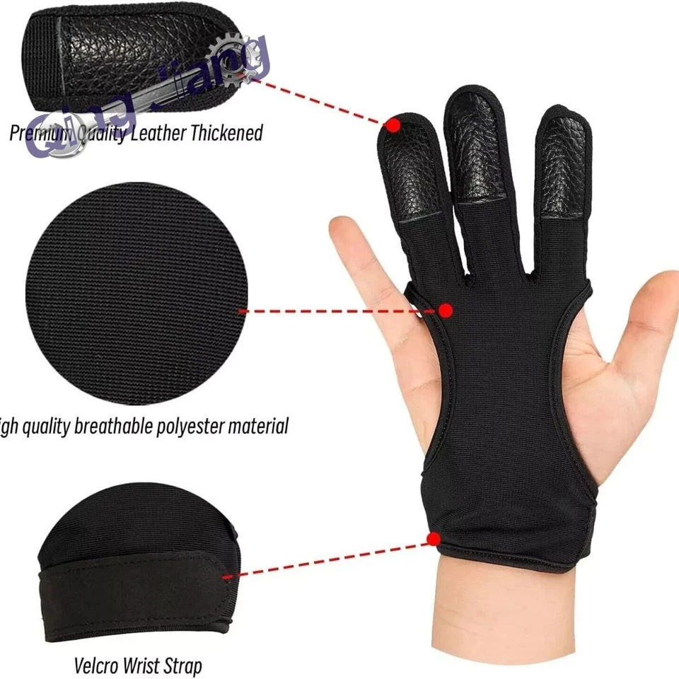 Archery Gloves 3 Fingers Protected Design Arrow Guard for Compound Bow Shooting - Image 2 of 3