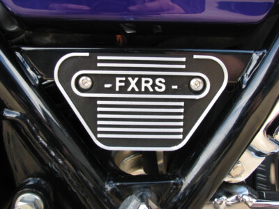 HARLEY FXR - FXRS - SIDE FRAME COVER BADGE PLATE - STAINLESS