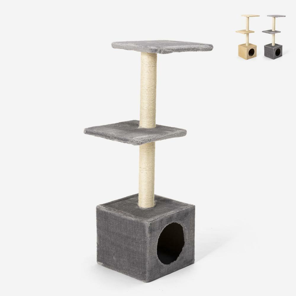 Rascador para gatos 2 pisos 95 cm con plataforma y columna de...
