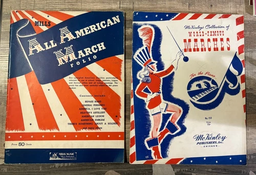 LOT of (2) Vintage All American World Famous Marches MARCHING BAND Song Books