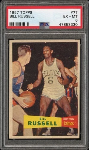 1957-58 Topps #77 Bill Russell Rookie Card RC SP Well Centered PSA 6 EX-MT Mint