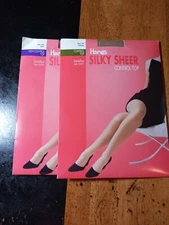 2 Hanes Silky Sheer Control Top/ non control top Pantyhose  - Size AB 
