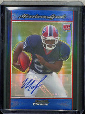 2007 Bowman Chrome Blue Refractor Rookie Autograph #BC66 Marshawn Lynch 21 of 75