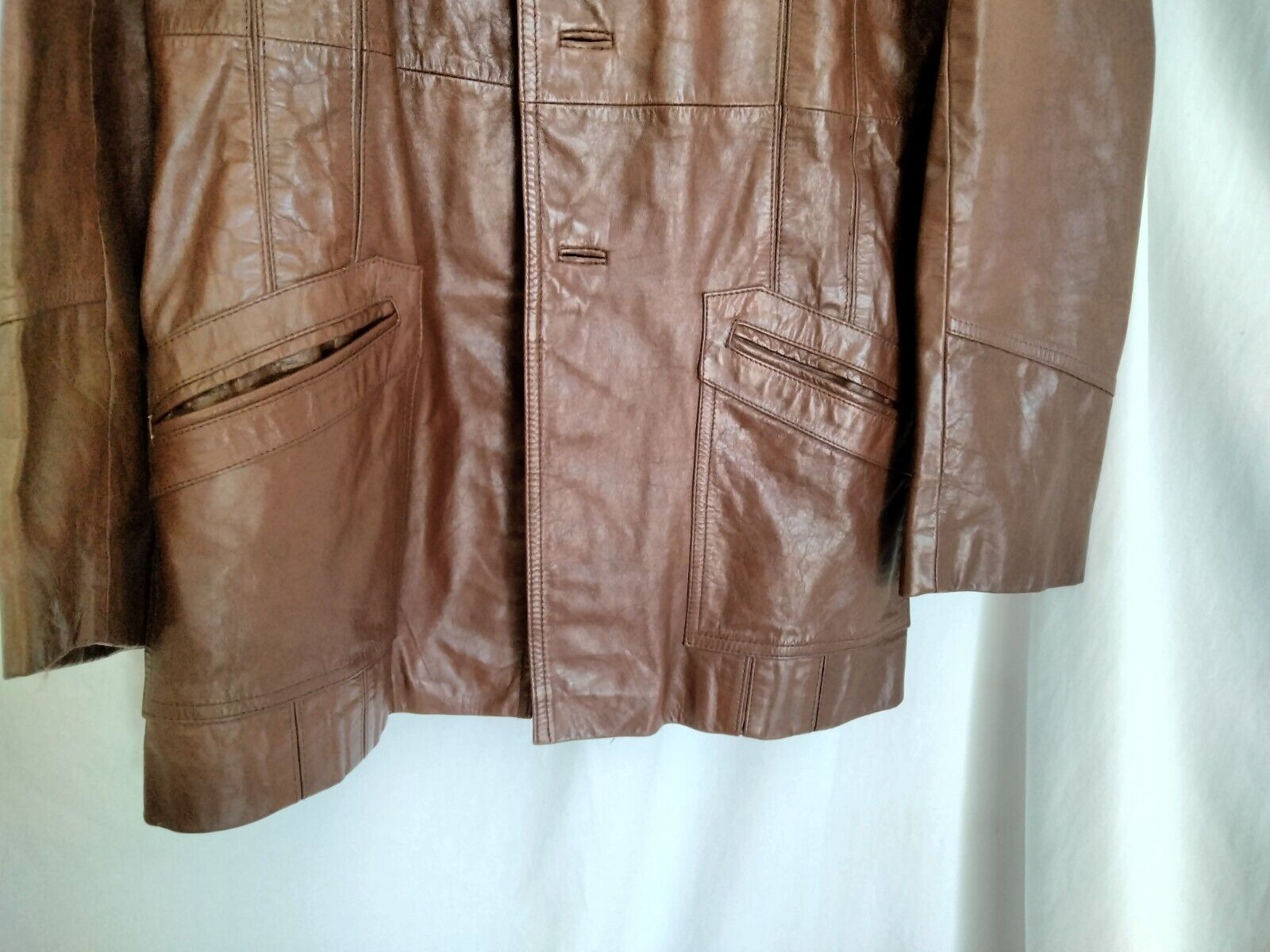 Well Loved Vintage 70s Leather Jacket Mens Brown Size 40 L