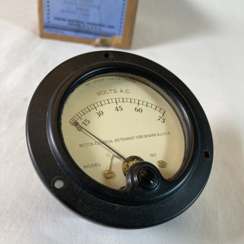 Vintage 1930s Weston AC Volts Meter Measures 0-75 Volts Model 476 Gauge 546-3 - Picture 7 of 7