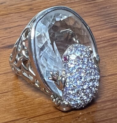 SPEIDEL BROS Sterlingsilber Frosch Ring Iolith rosa Saphir Quarz Ringgröße 9