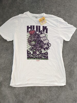 Funko Pop Tee Hulk Hammer Smash Men's White T-Shirt Thor Ragnarok - Size Medium