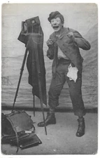 rare postcard old photographer clown pub Lejeune Lyon