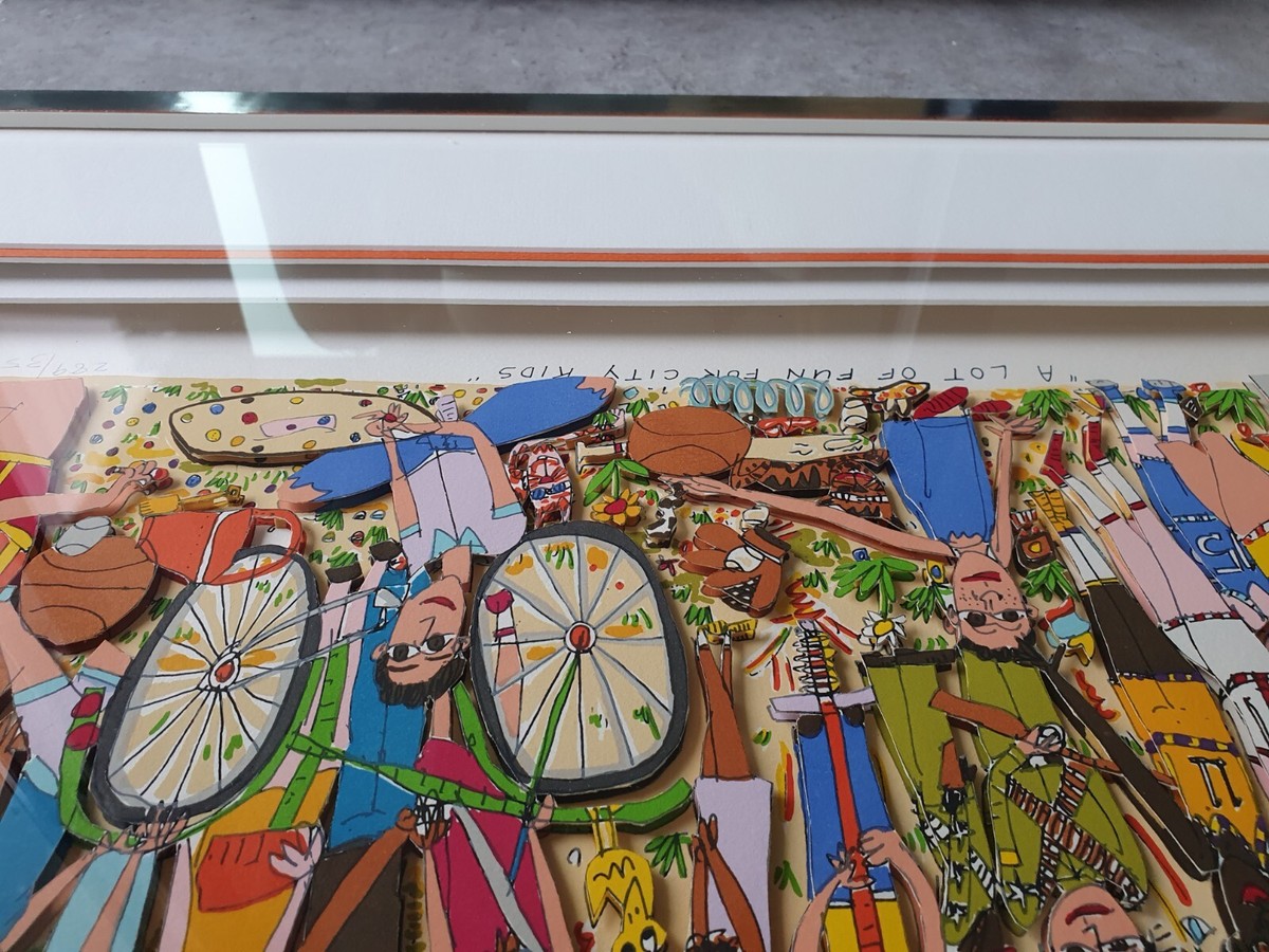 James Rizzi 3D A LOT OF FUN FOR CITY KIDS Pop Art Gerahmt