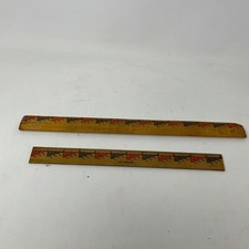 2 Vtg. Wood School Rulers Rules 15 and 12 Off...