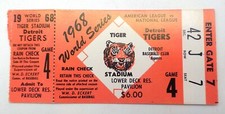 Detroit Tigers 1968 World Series Game 4 Ticket Stub