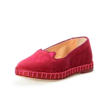 Charlotte Olympia Girls "INCY VENETIAN CATS" Raspberry Velvet Ballet Flats Shoes