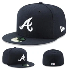 New Era Atlanta Braves 5950 Navy Fitted Hat MLB Youth Boys 2017 Cap Size 6 3/4