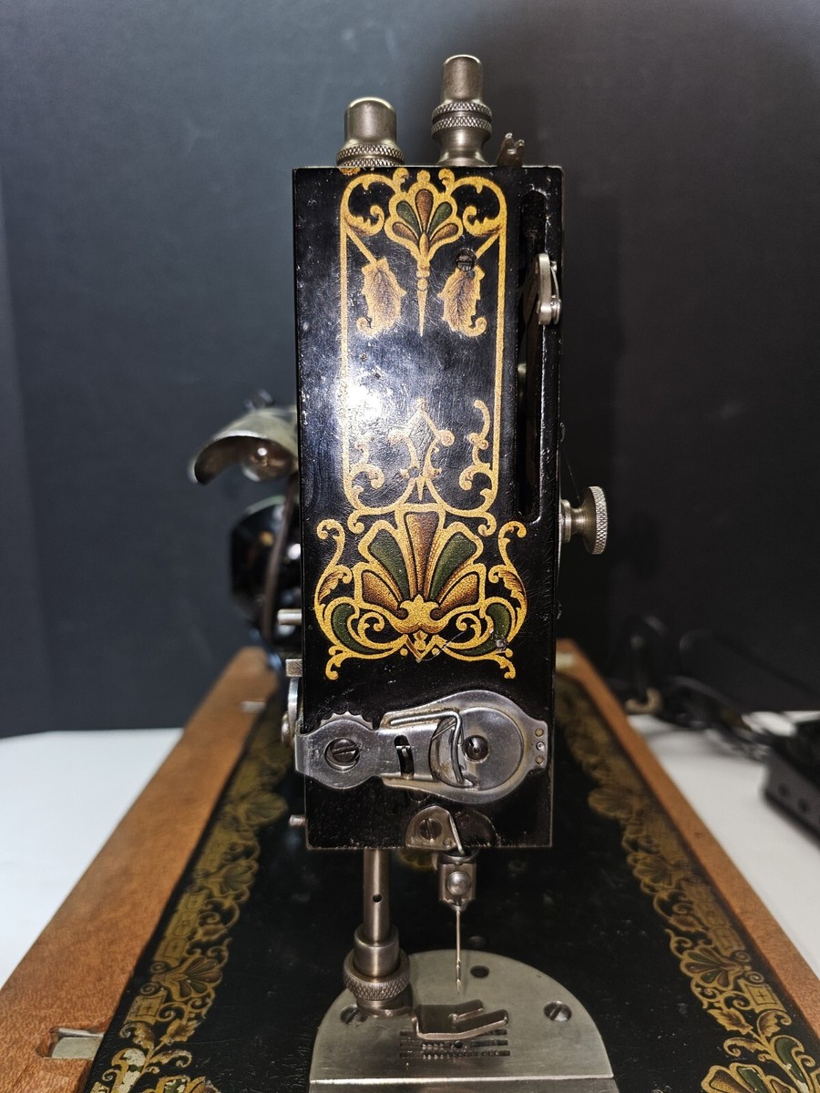 Antique White Rotary Electric Sewing Machine Portable w/ Case