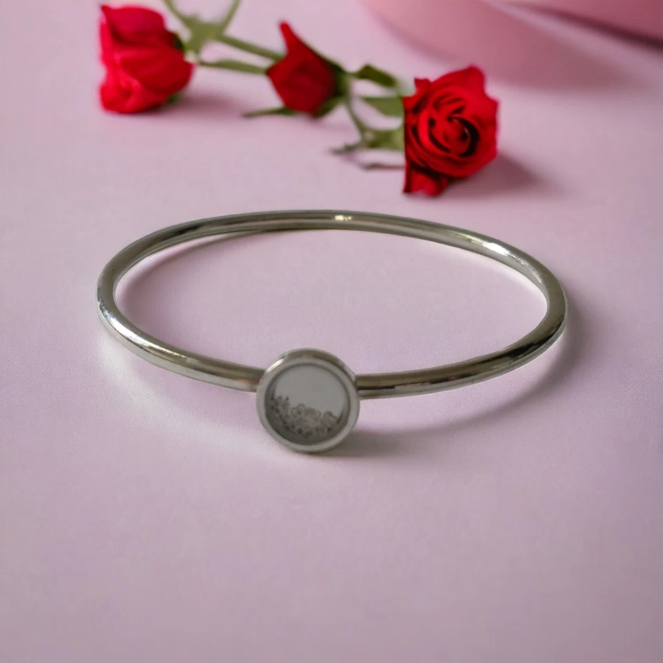 Плавающие кристаллы браслет подвеска медальон серебристого тона модернистская роскошь - Изображение 3 из 4