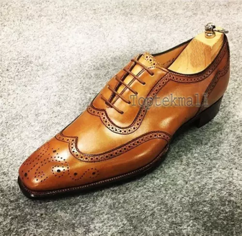 Handmade Men s LEATHER Brown Two Tone Fashion Stylish Dress FORMAL SHOES 107