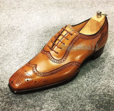 Handmade Men's LEATHER Brown Two Tone Fashion Stylish Dress FORMAL SHOES-107
