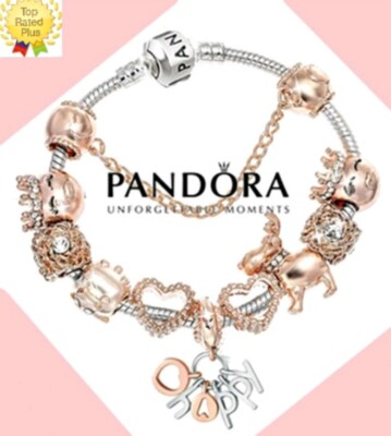 Authentic Pandora Charm Bracelet Silver With Rose Gold Love Authentic Pandora Charm Bracelet Silver