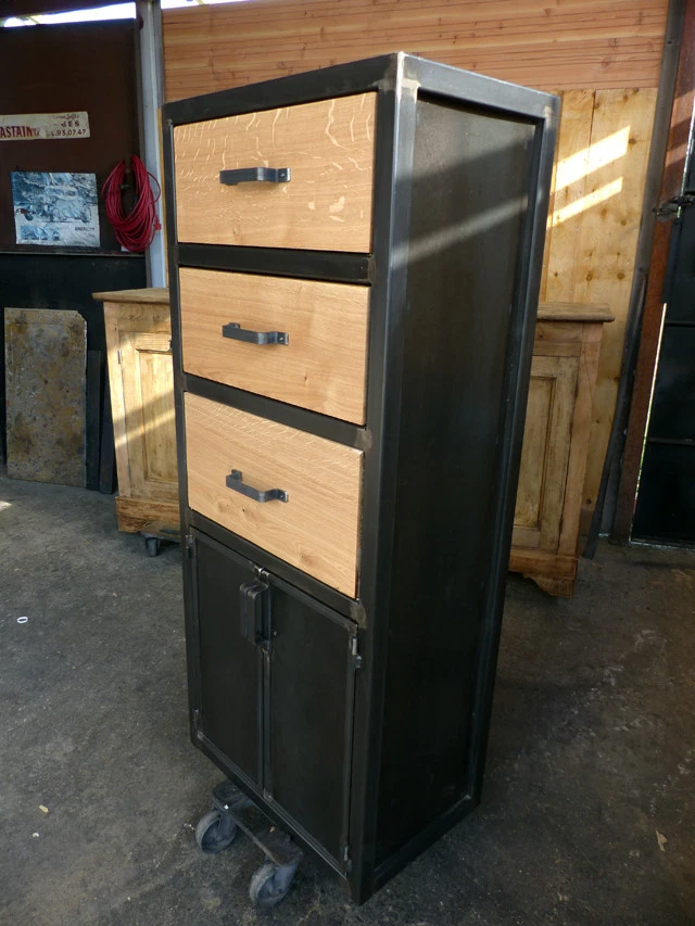 Armoire industrielle 2 portes et 3 tiroirs - Photo 3/3
