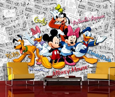 Disney Mickey Mouse Schlafzimmer Tapete Kinder Foto Wandbild Weiß Comics