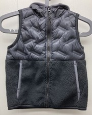 NWT Boy's Old Navy Black Hooded Puffer / Sherpa Zip Vest - Size XS 5