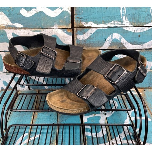 Birkenstock Milano Brown Leather Sandals Size M5/W7 (Textured Leather) - Picture 3 of 11